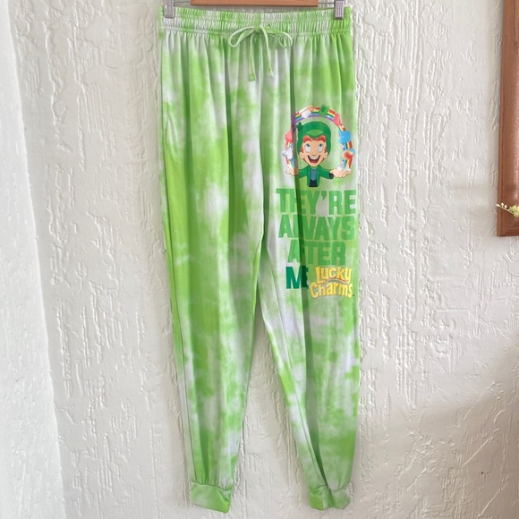 Lucky Charms Green Tie Dye Jogger Pants Size Small - Picture 1 of 9